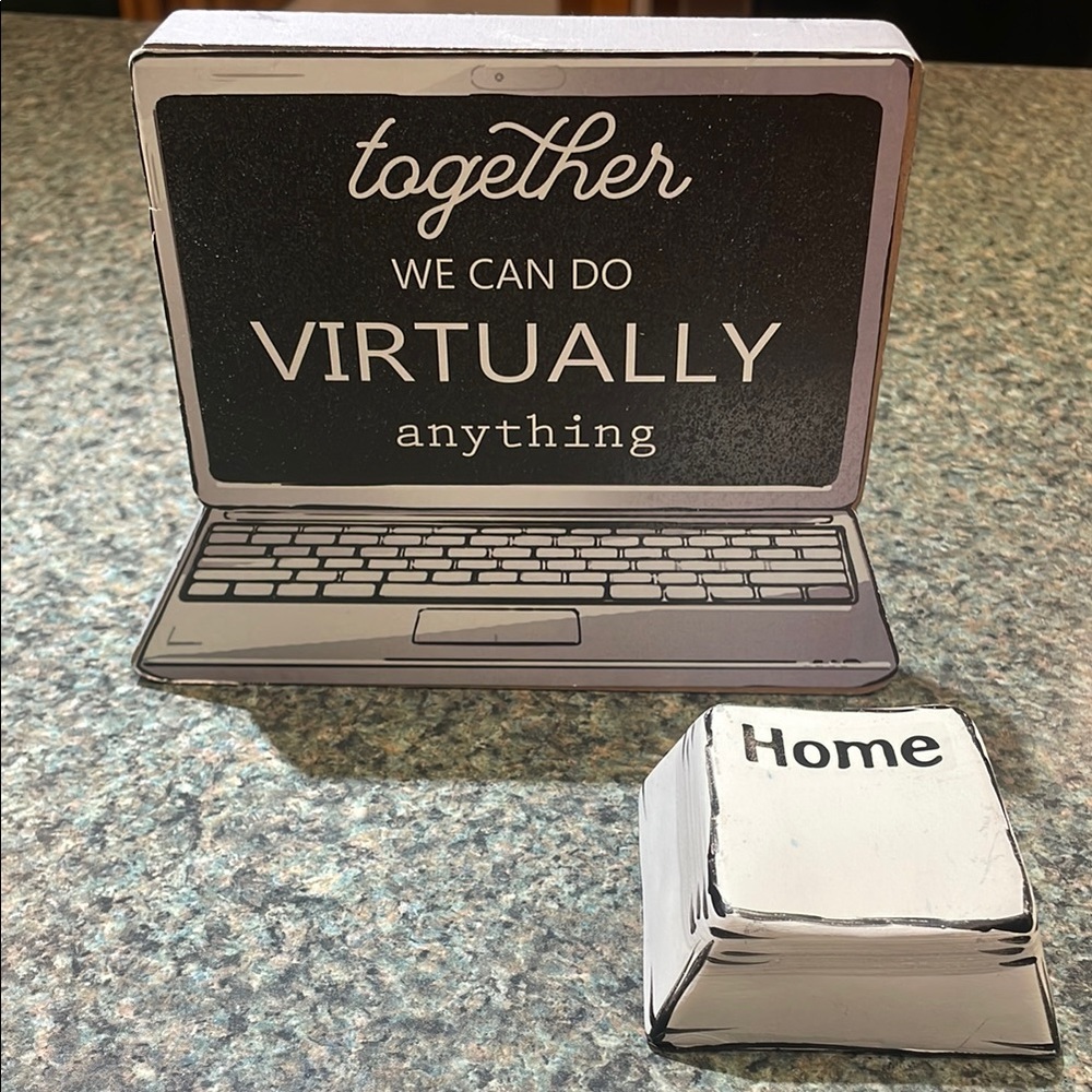 Wooden Computer shelf or desk Decorative Laptop and Home Key Set